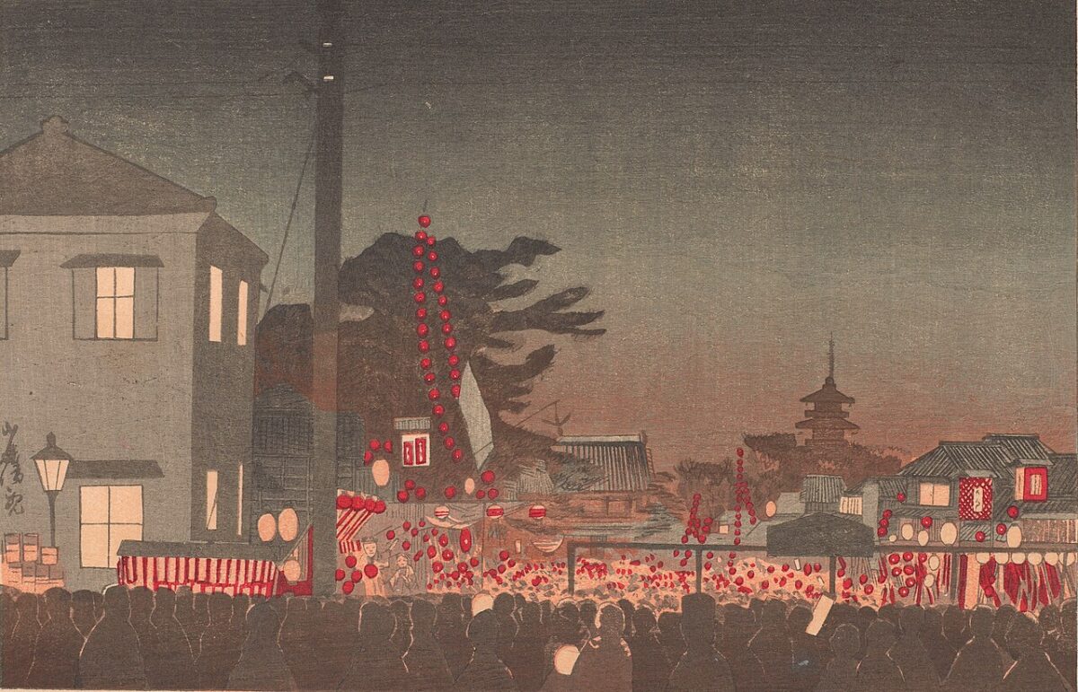 小林清親が描いた浅草寺の歳の市