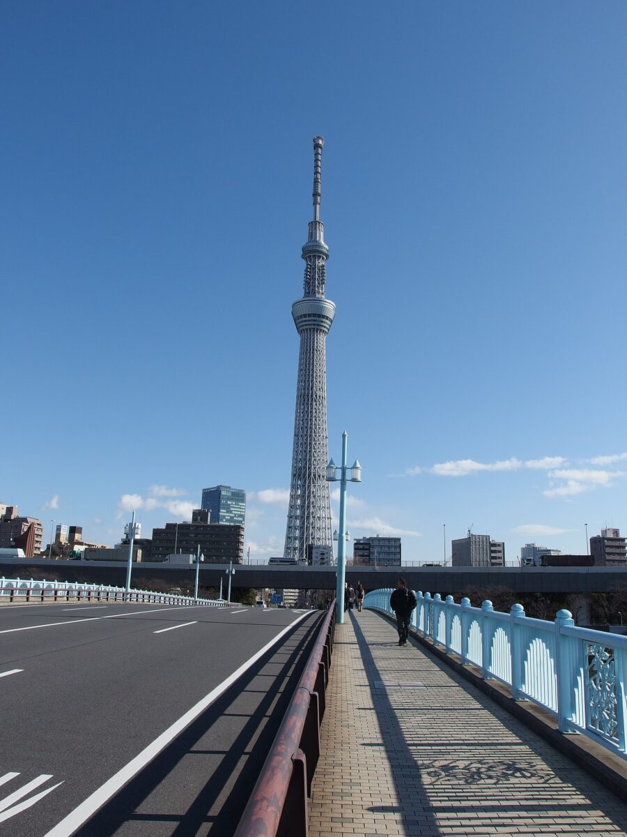 從淺草隅田川沿岸仰望東京晴空塔