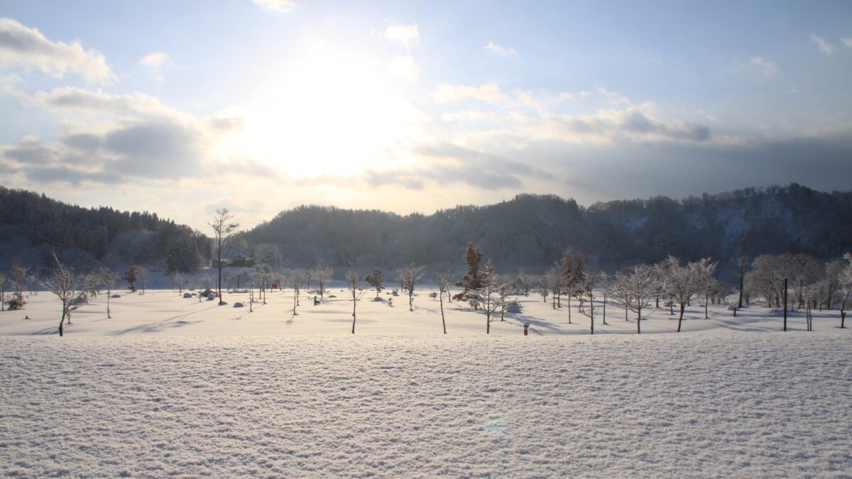 *雪解け間近の白川湖。幻想的な景色が広がります