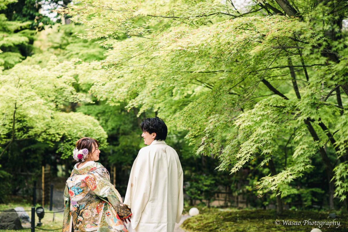 Wasao Photography｜長岡天満宮の季節の色に包まれるふたり
