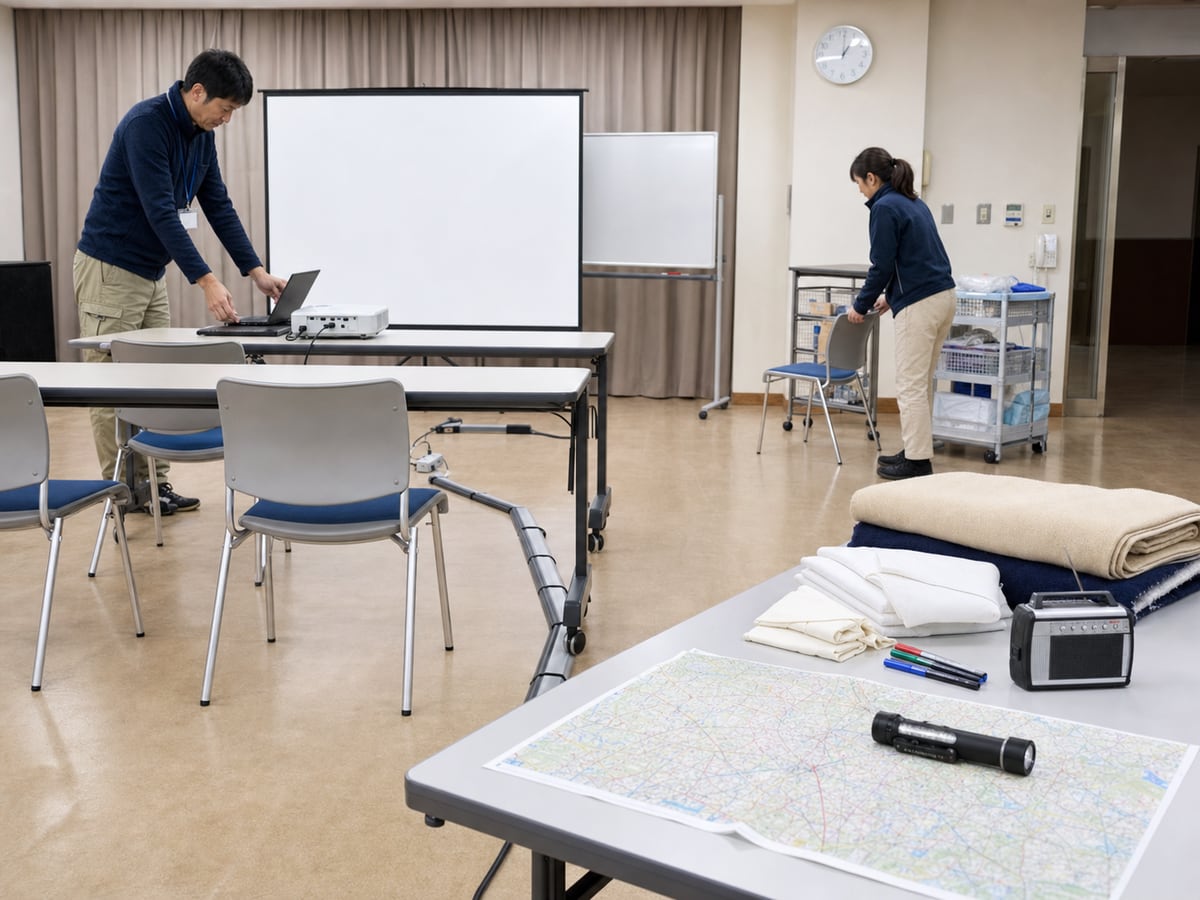 日本紅十字東京防災研討會的PC投影與實技資材準備