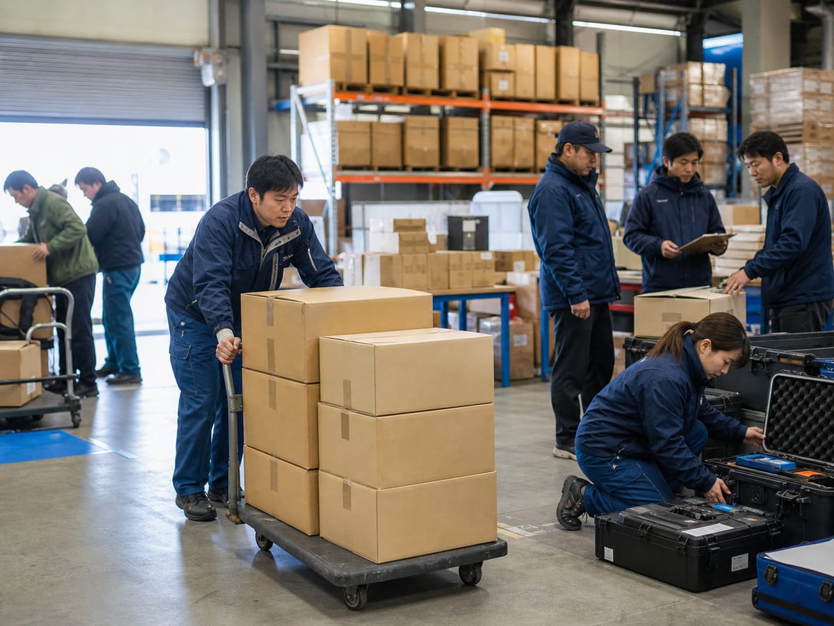 東京都赤十字救護志工整理救援物資並點檢救護資機材的協力活動
