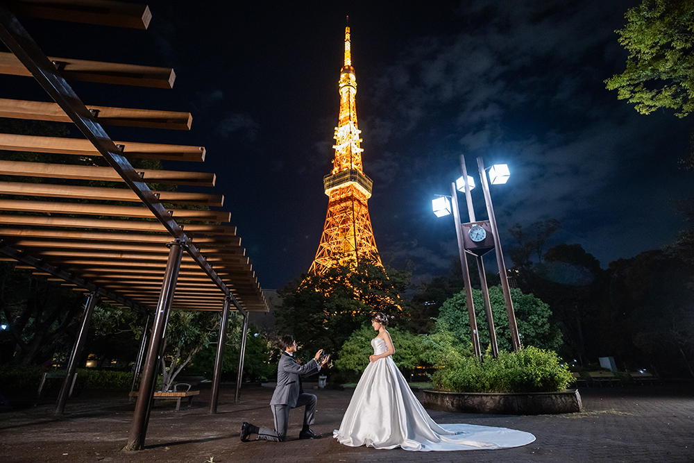 STUDIO BLUE TOKYO｜庭園と都市を組み合わせる和洋装撮影